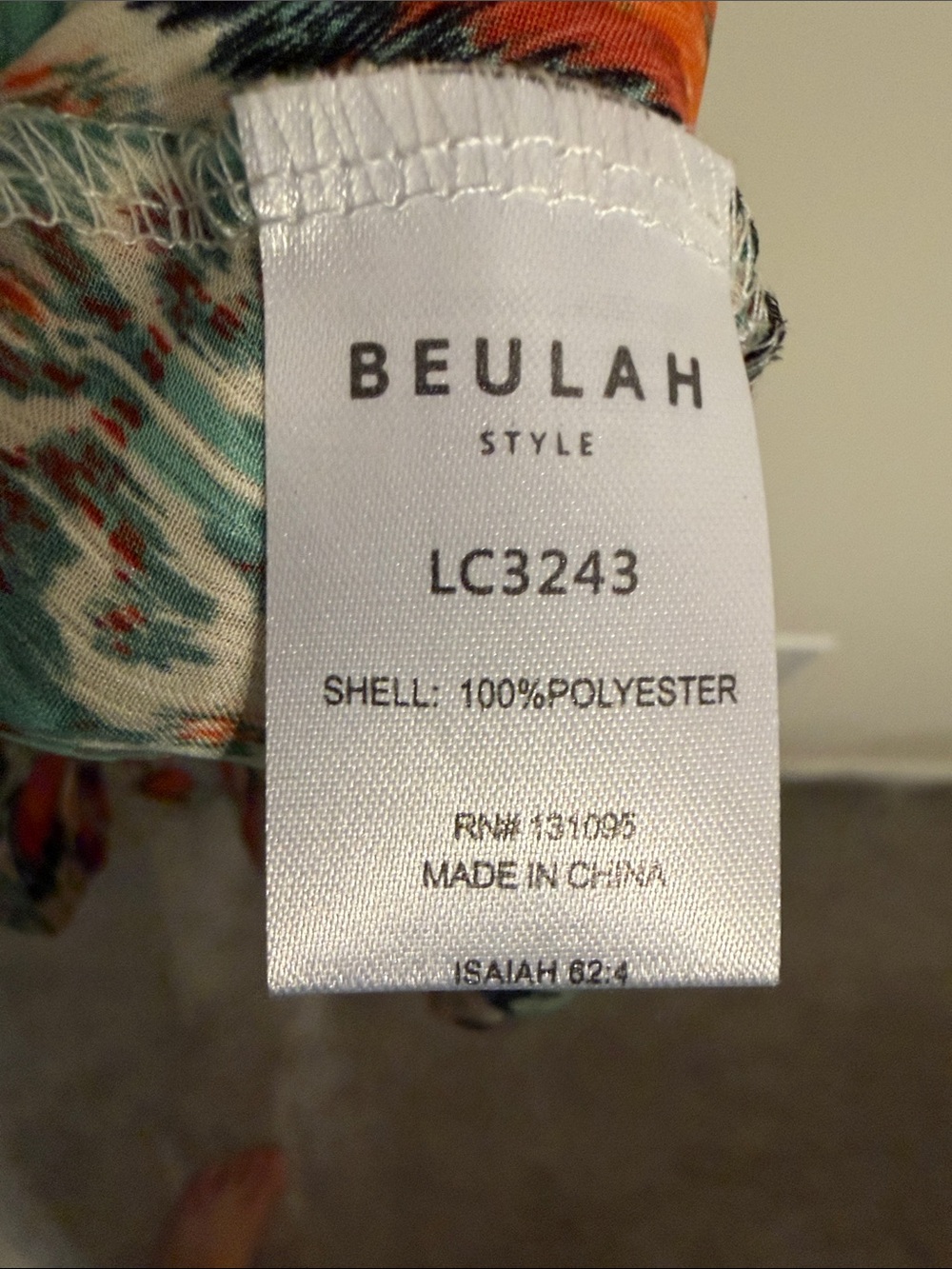 Beulah Floral High-Low Shirt Dress - Teal, Orange & Cream - Picture 5 of 5
